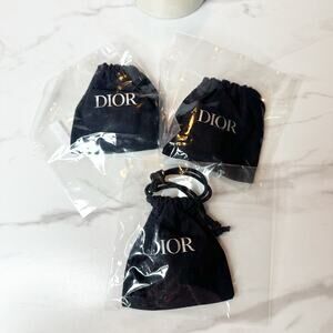 Dior Drawstring Pouch Set + Rouge Dior Lipstick Samples Lot of 3 Luxury Makeup